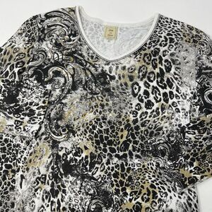 Jess & Jane Safari Leopard Print‎ Rhinestone Shirt Small 100% Cotton USA
